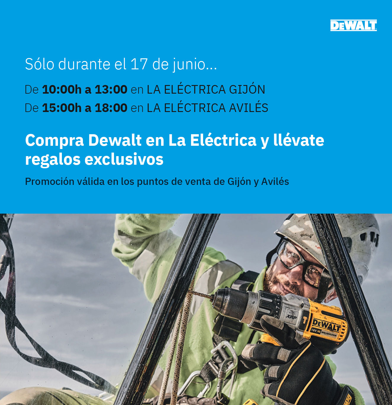 Regalos directos Dewalt en La Eléctrica (Gijón y Avilés) 