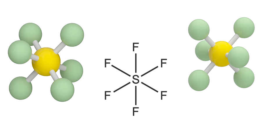 composición del gas SF6 posee geometría octaédrica