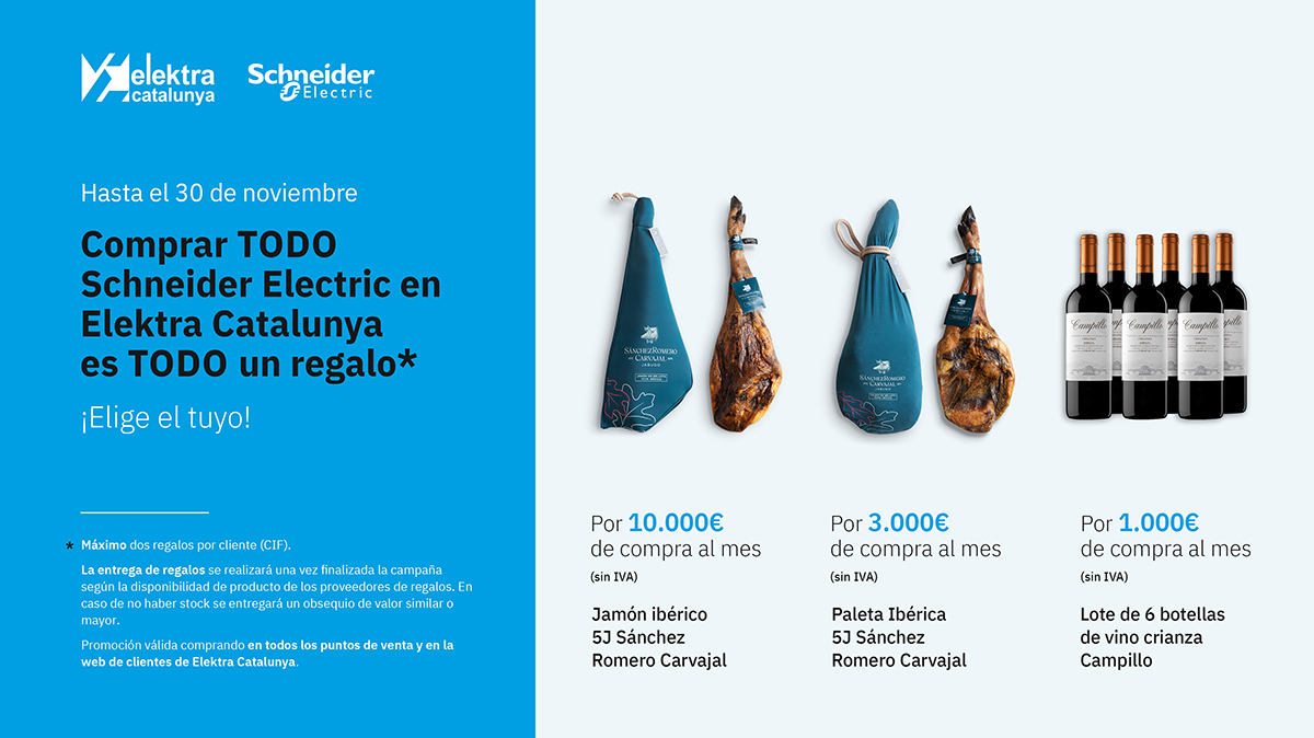 Regalos directos por comprar Schneider Electric en Elektra Catalunya