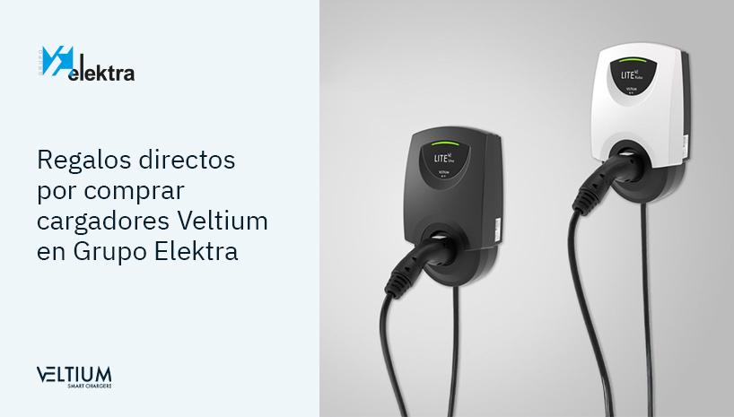 Compra cargadores inteligentes para vehículo eléctrico Veltium LITE y llévate regalos que te llenan de energía