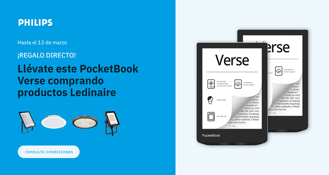 Llévate un PocketBook Verse comprando luminarias Ledinaire en Grupo Elektra